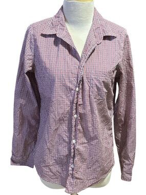 Frank & Eileen Shirt Womens M
Red White Blue Linen Barry
Checkered Button Front